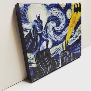 Batman starry night canvas wall art